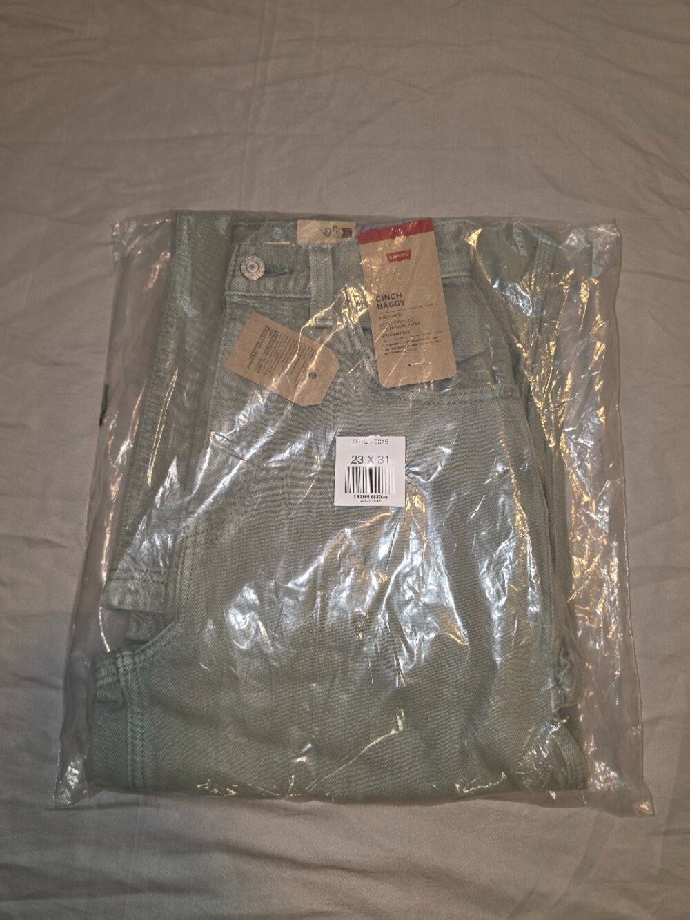 NWT Levi’s Cinch Baggy Jeans 23x31 Washed Shadow Green